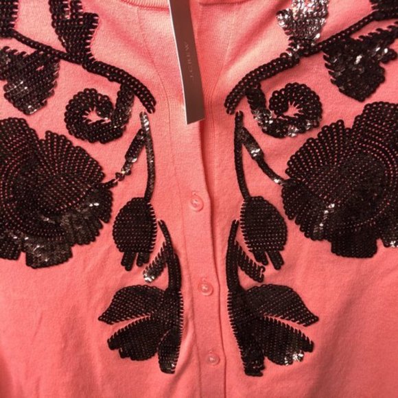J. Crew Small Sequin Floral Embroidered Sweater - Picture 2 of 6